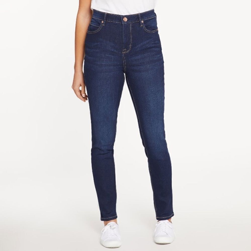 Seven7 12 Madison Skinny Dark Blue Wash Embellished Back Flap Pockets Jeans